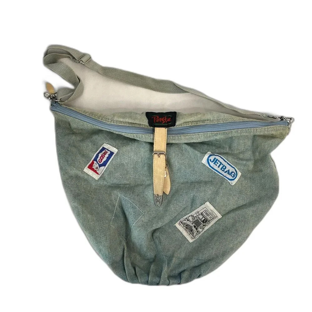 Vintage Holiday Fair Faded Blue Jean‎ Denim Hobo Crossbody Jetbag